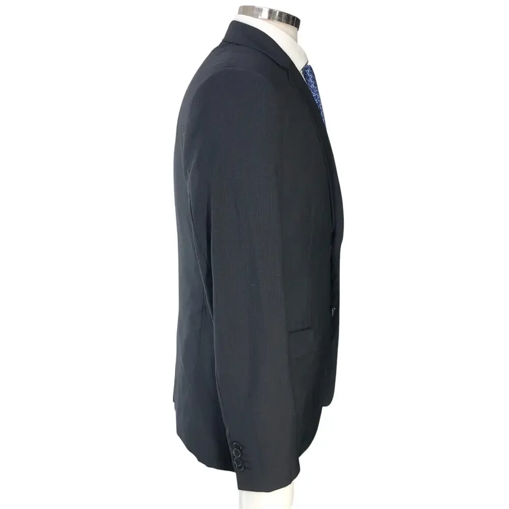 Theory Mens Size 40R Sport Coat Wellar Blazer Jacket Slim Fit Micro Check Black